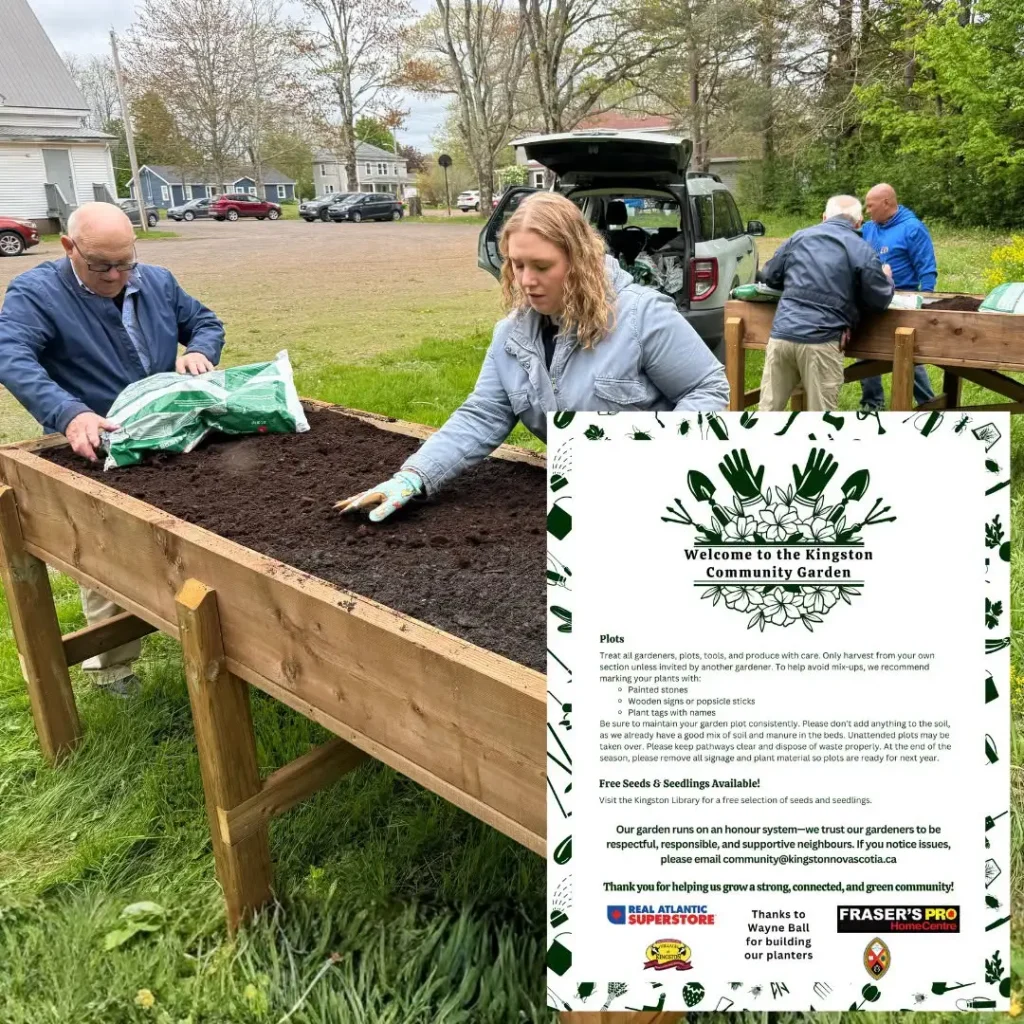Volunteers planting the community garden